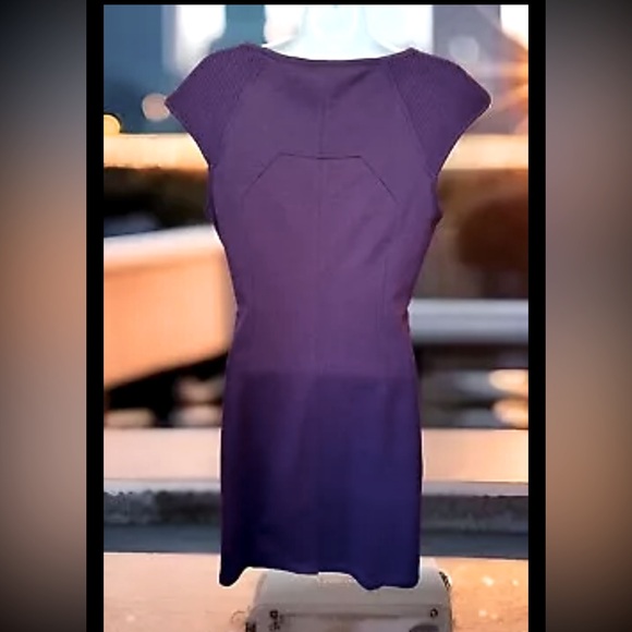 🍆SPENSE🍆 RUCHED CHEST RIBED SHOULDER ZIP CAP SLEEVE BACK SLIT SHEATH DRESS NWT - Picture 5 of 15